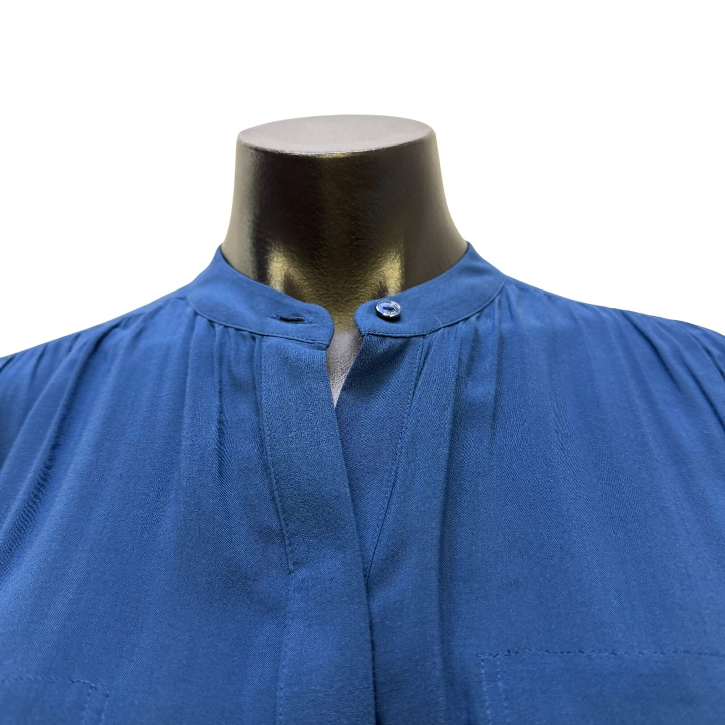 Vince Long Sleeve Drawstring Waist Dress Blue XS