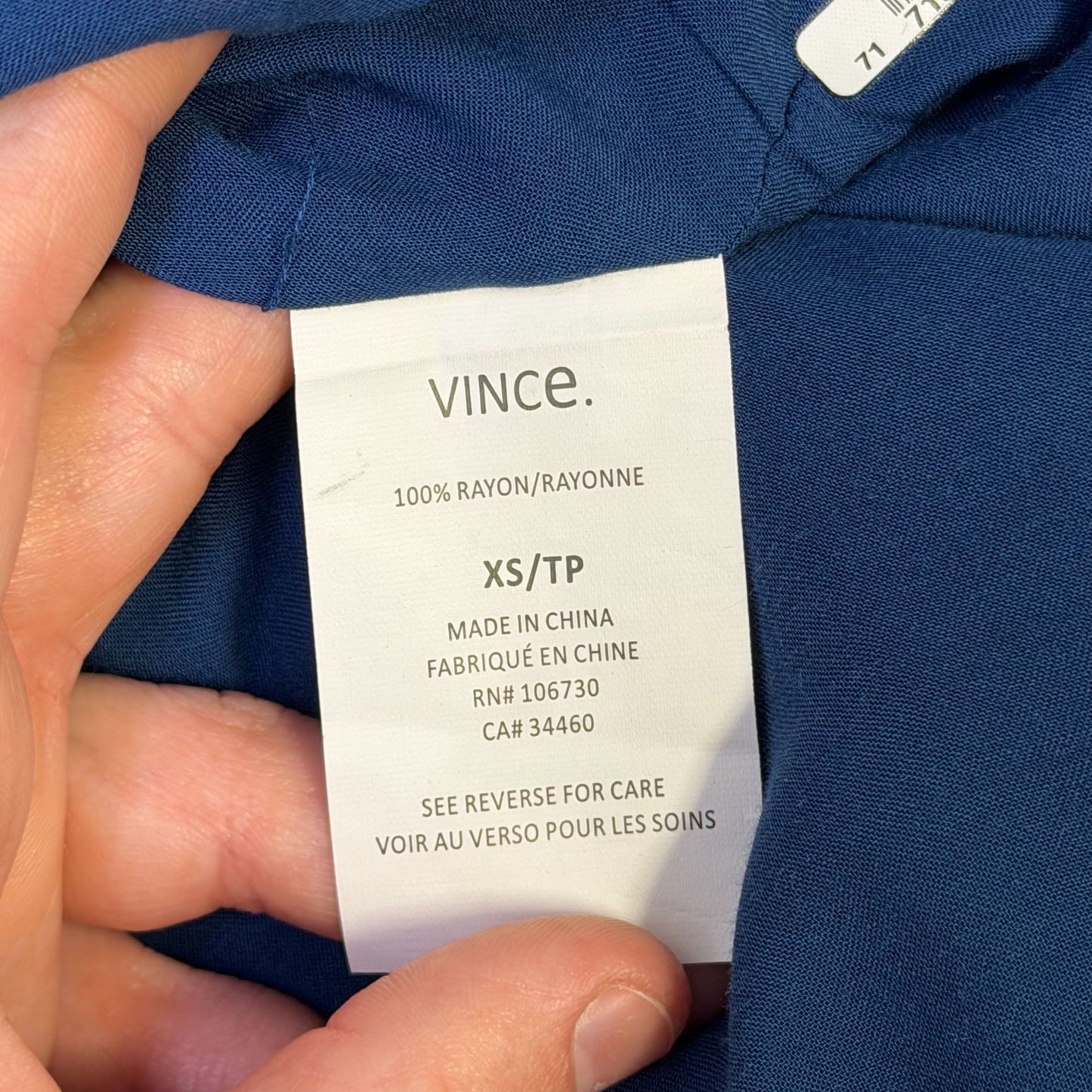 Vince Long Sleeve Drawstring Waist Dress Blue XS