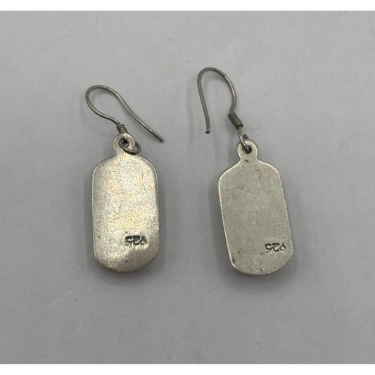 Sterling 925 Silver & Red Stone Drop Earrings