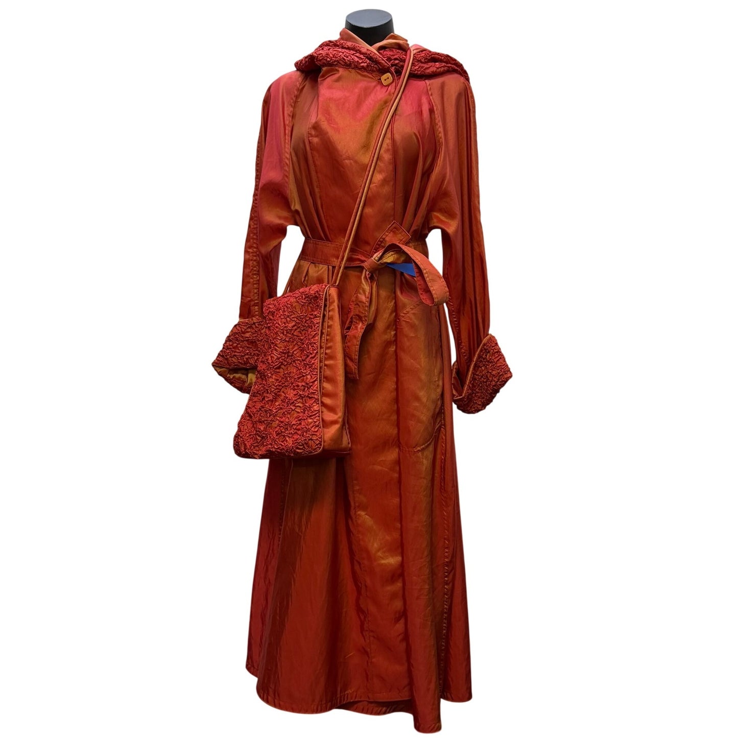 Mycra Pac Designer Reversible Hooded Long Coat With Matching Bag S