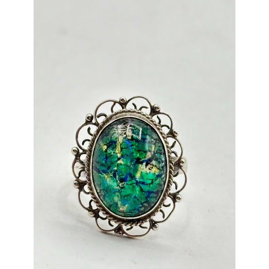 Sterling Silver Triplet Opal Ring Size 5.5