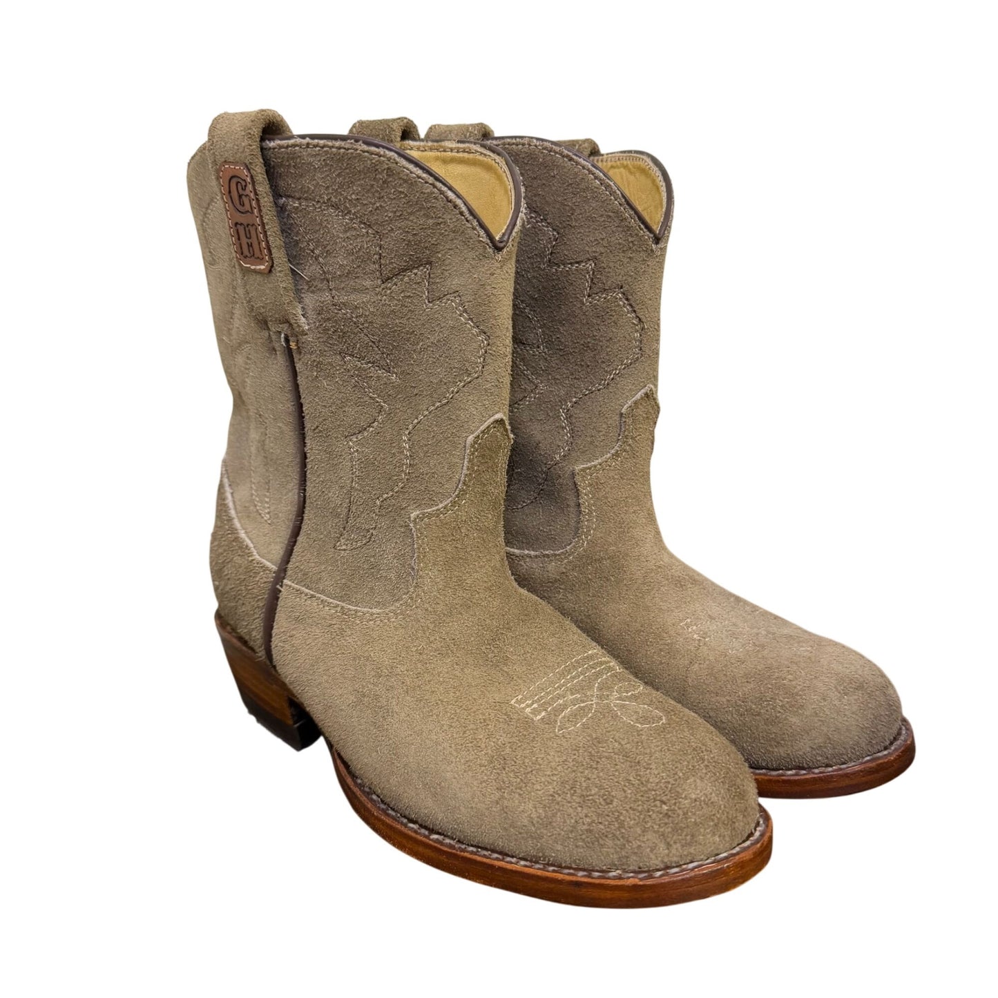 AG Leather Western Boots Kingsland Taupe Suede Round To Size 8