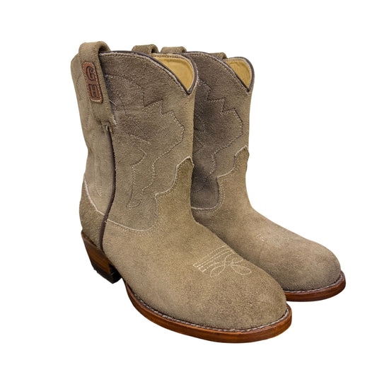 AG Leather Western Boots Kingsland Taupe Suede Round To Size 8