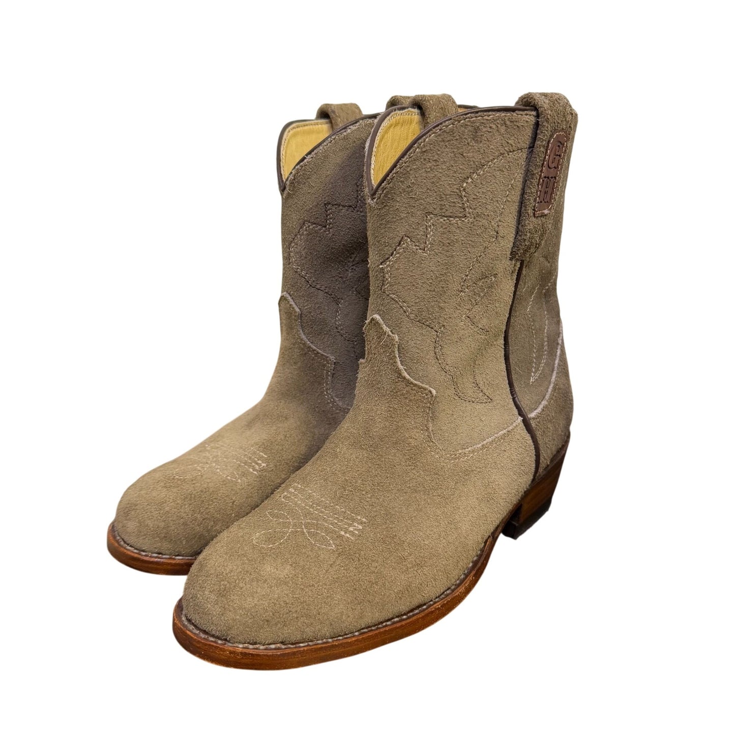 AG Leather Western Boots Kingsland Taupe Suede Round To Size 8