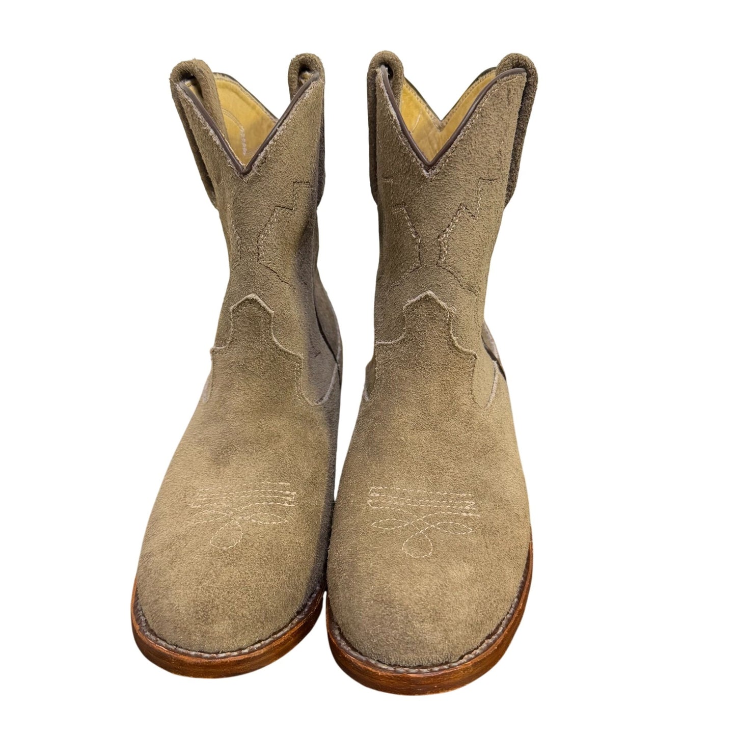 AG Leather Western Boots Kingsland Taupe Suede Round To Size 8