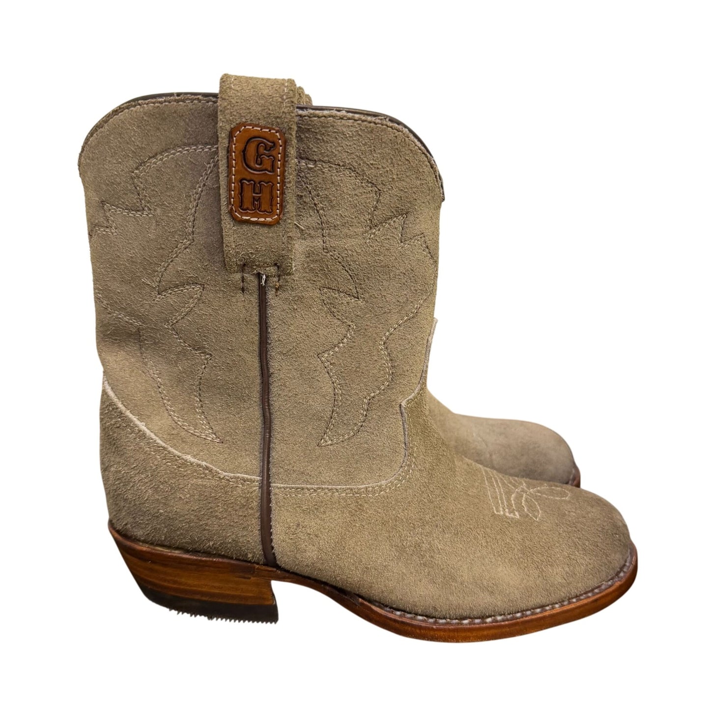 AG Leather Western Boots Kingsland Taupe Suede Round To Size 8