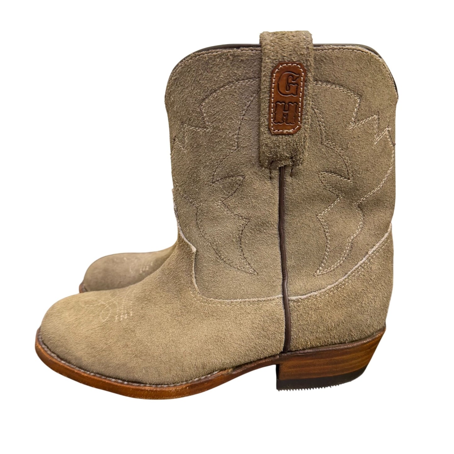 AG Leather Western Boots Kingsland Taupe Suede Round To Size 8