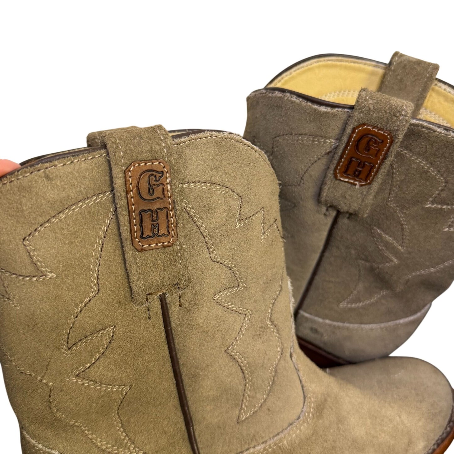 AG Leather Western Boots Kingsland Taupe Suede Round To Size 8