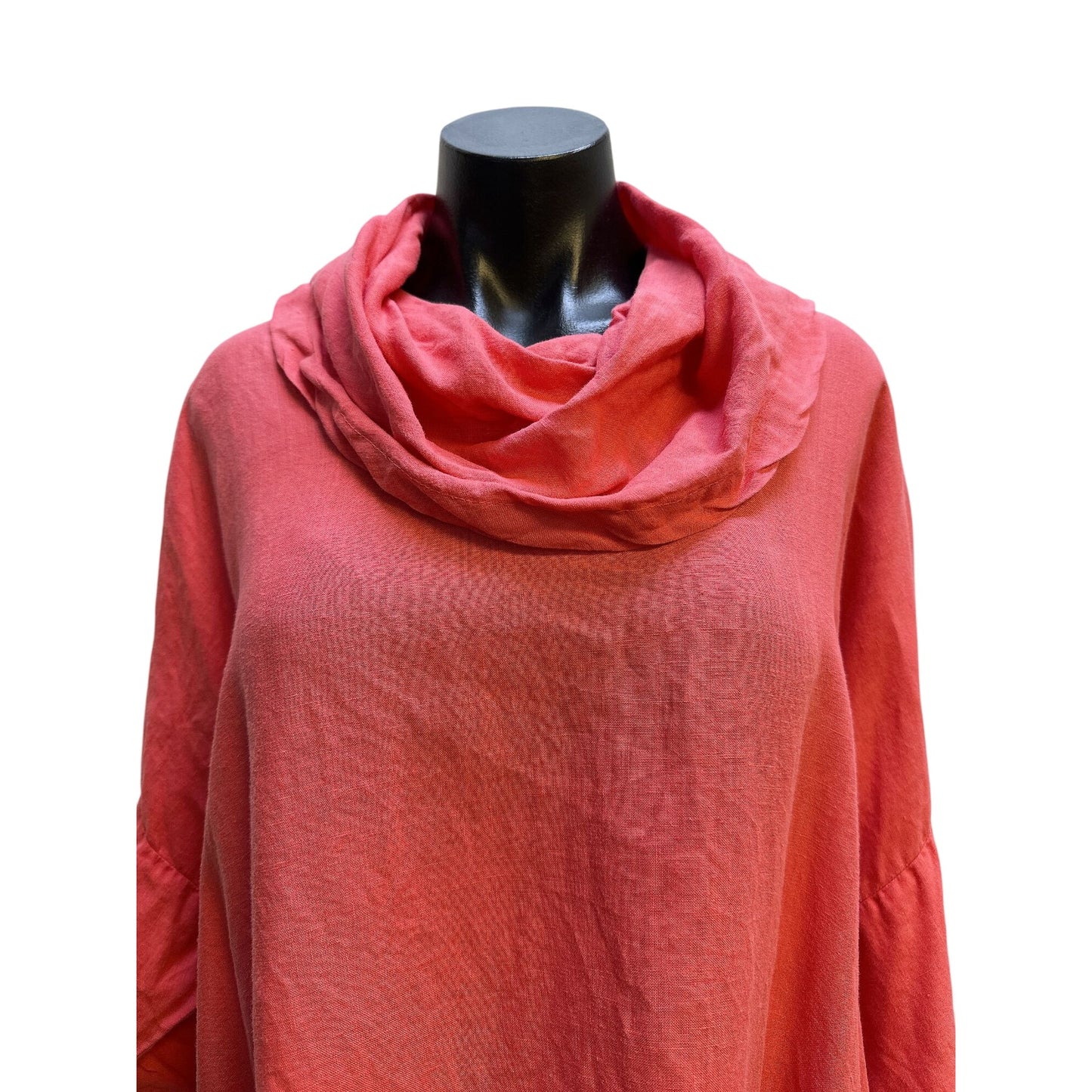 La. Fixsun Coral Cowl Neck Top w/Flowy Sleeves Lightweight Size S