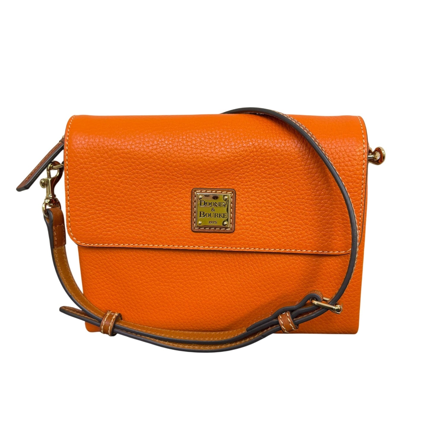 Dooney & Bourke Crossbody Bag Orange Pebbled Leather Adjustable Strap