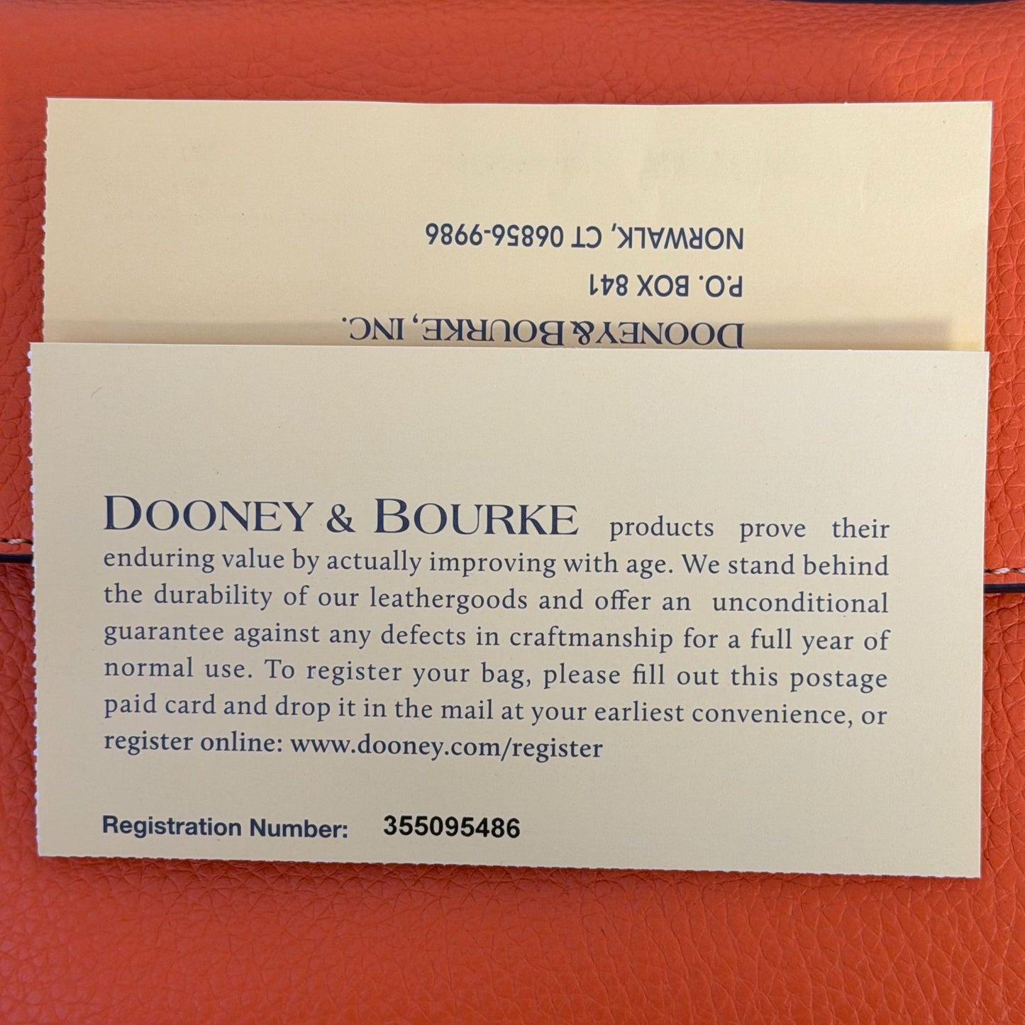 Dooney & Bourke Crossbody Bag Orange Pebbled Leather Adjustable Strap