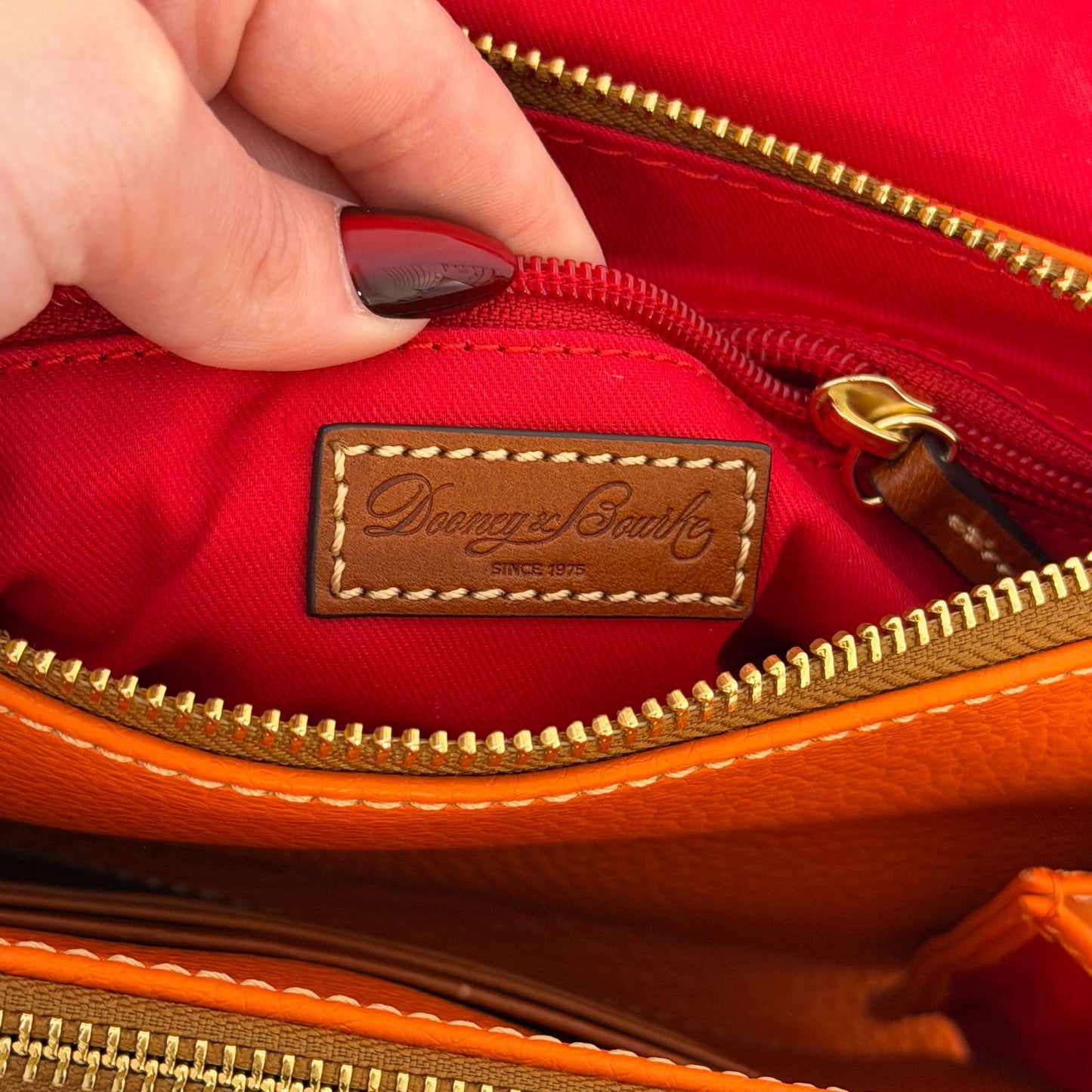 Dooney & Bourke Crossbody Bag Orange Pebbled Leather Adjustable Strap