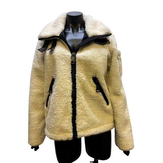 SAM New York White Fleece Jacket With Black Accents Size M