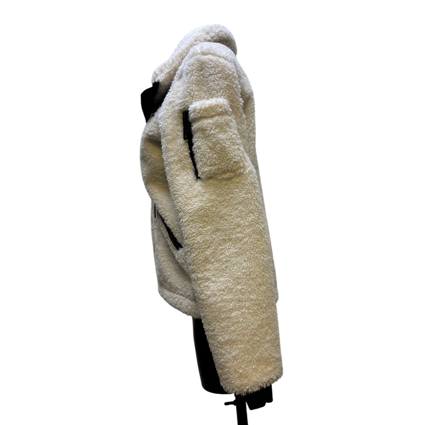 SAM New York White Fleece Jacket With Black Accents Size M