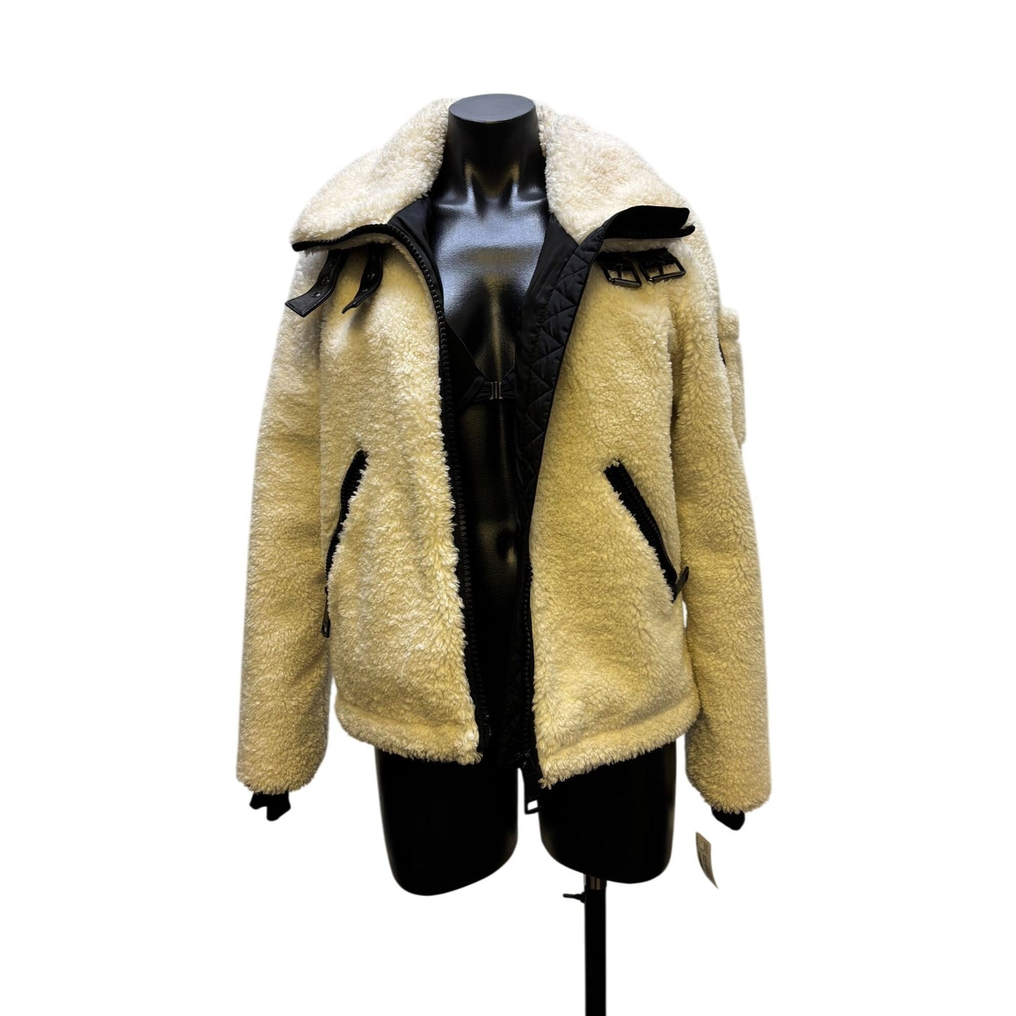 SAM New York White Fleece Jacket With Black Accents Size M