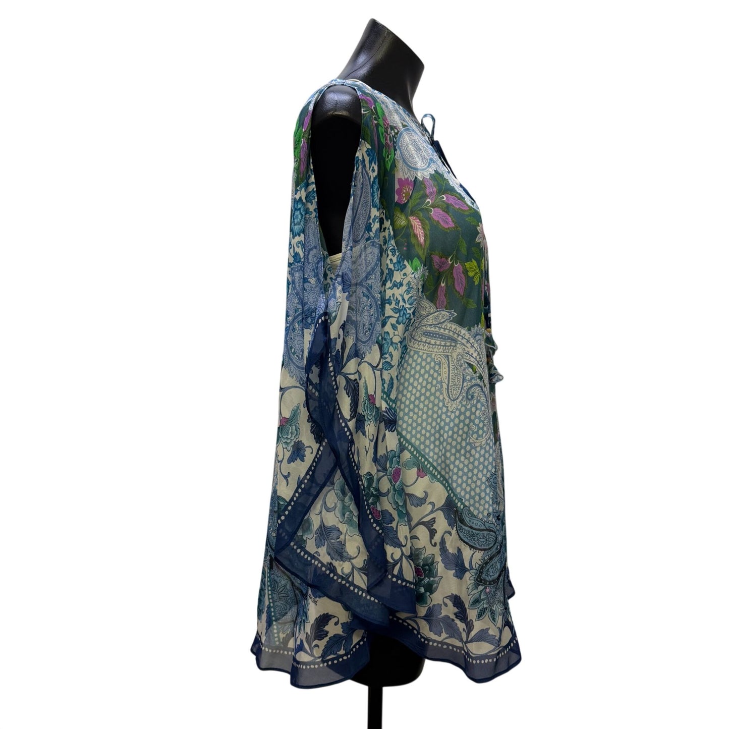 Hale Bob Blouse/Cami Blue Multi Floral V-Neck S