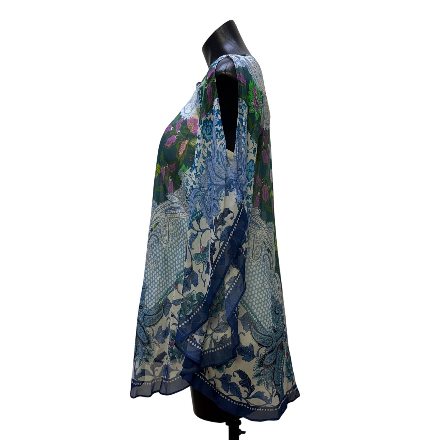 Hale Bob Blouse/Cami Blue Multi Floral V-Neck S