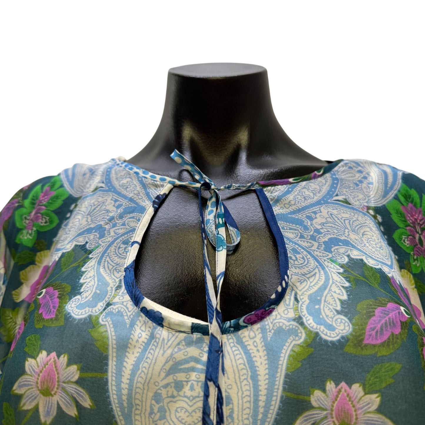 Hale Bob Blouse/Cami Blue Multi Floral V-Neck S