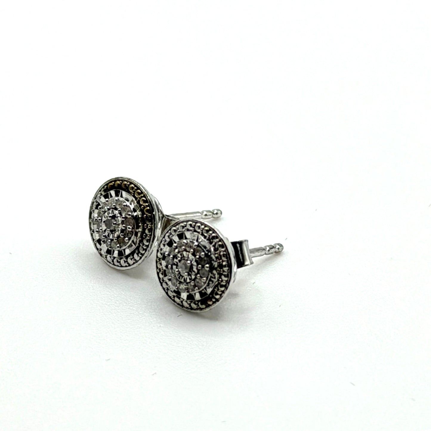 925 Sterling Silver Bridge Diamond Earrings