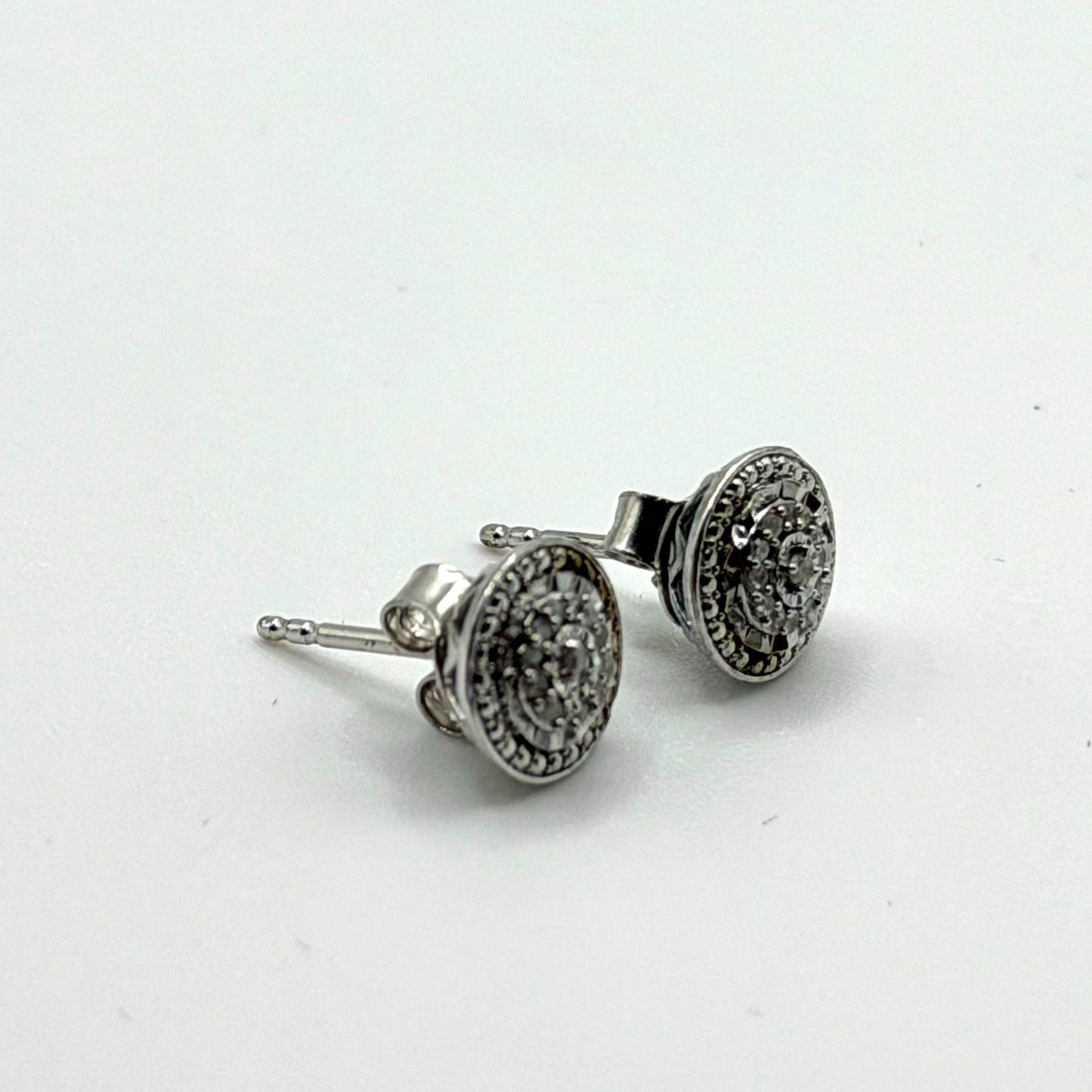 925 Sterling Silver Bridge Diamond Earrings