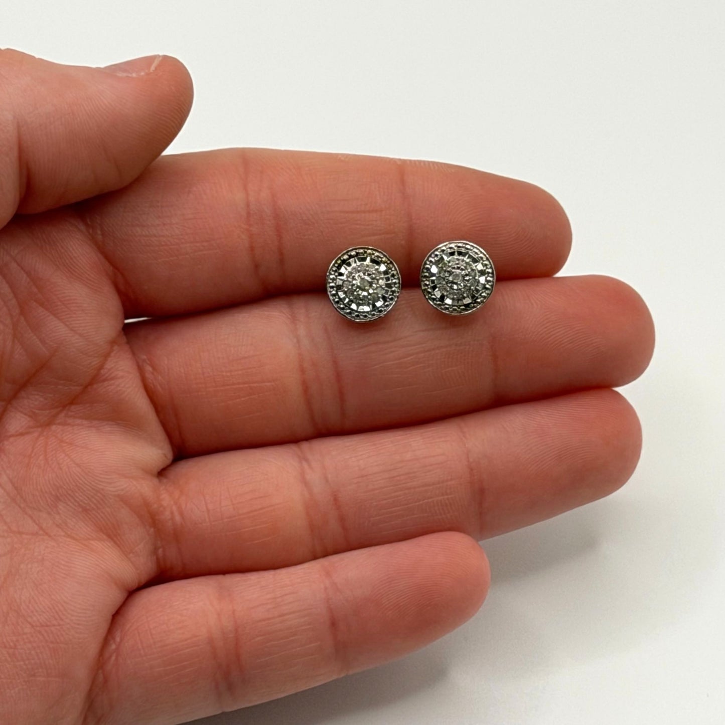 925 Sterling Silver Bridge Diamond Earrings