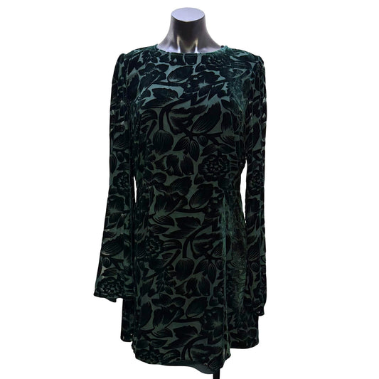 NWT Hyacinth House Green Velvet Floral Long Sleeve Dress L