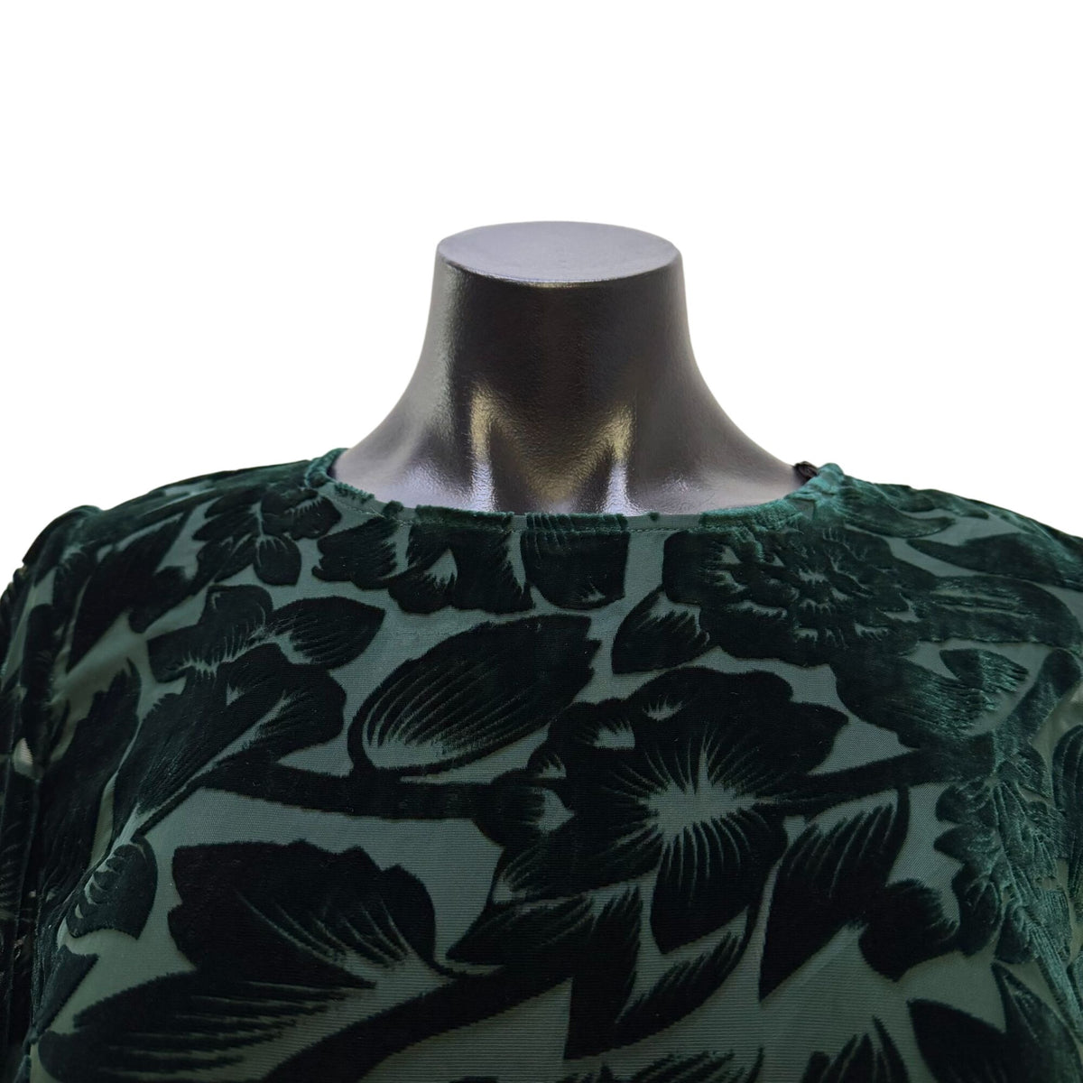 NWT Hyacinth House Green Velvet Floral Long Sleeve Dress L