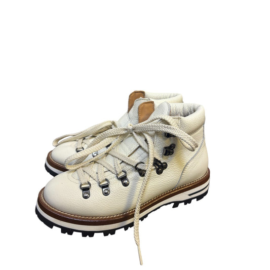 Mon Piz Ankle Boots White Leather Upper Lace-Up Size 7