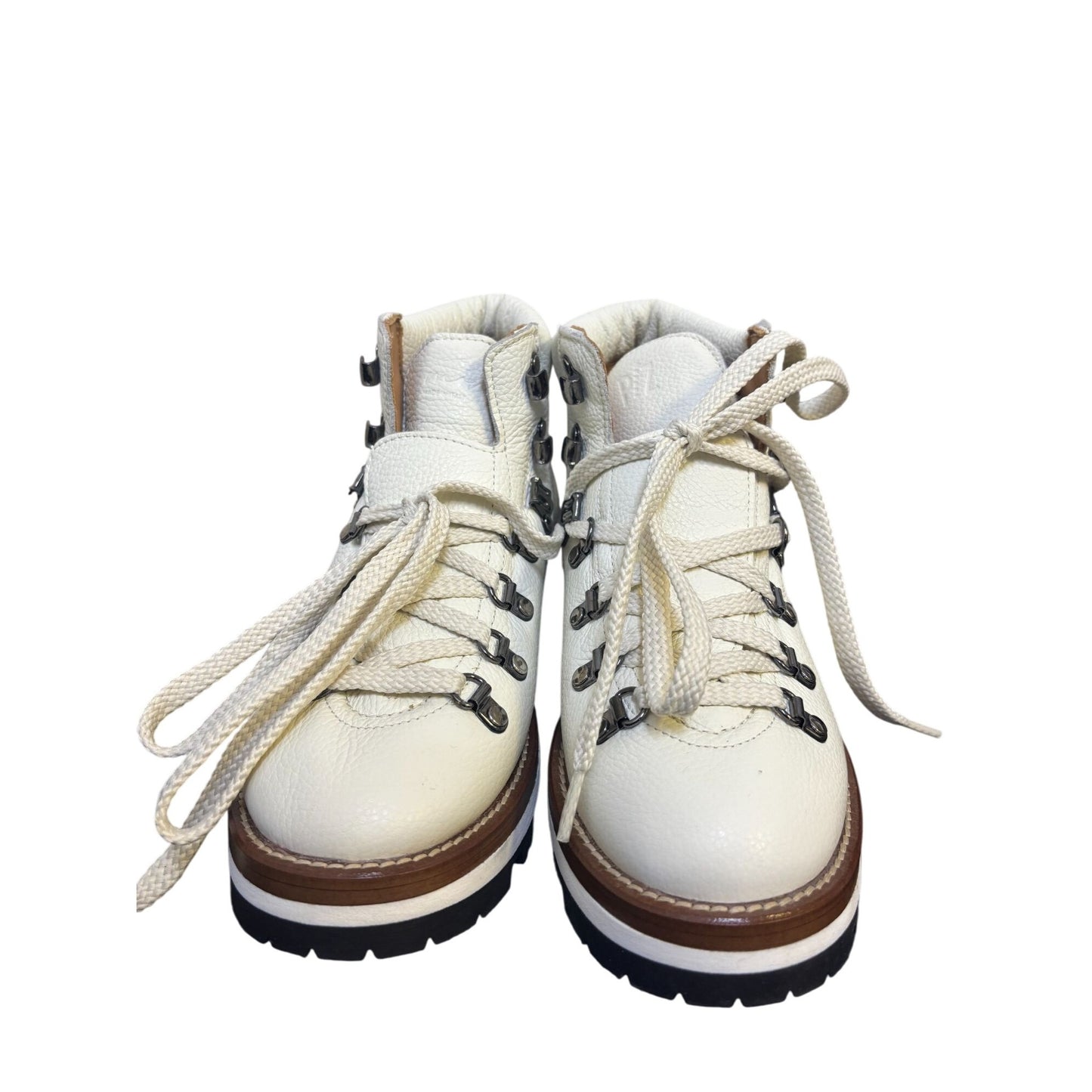 Mon Piz Ankle Boots White Leather Upper Lace-Up Size 7