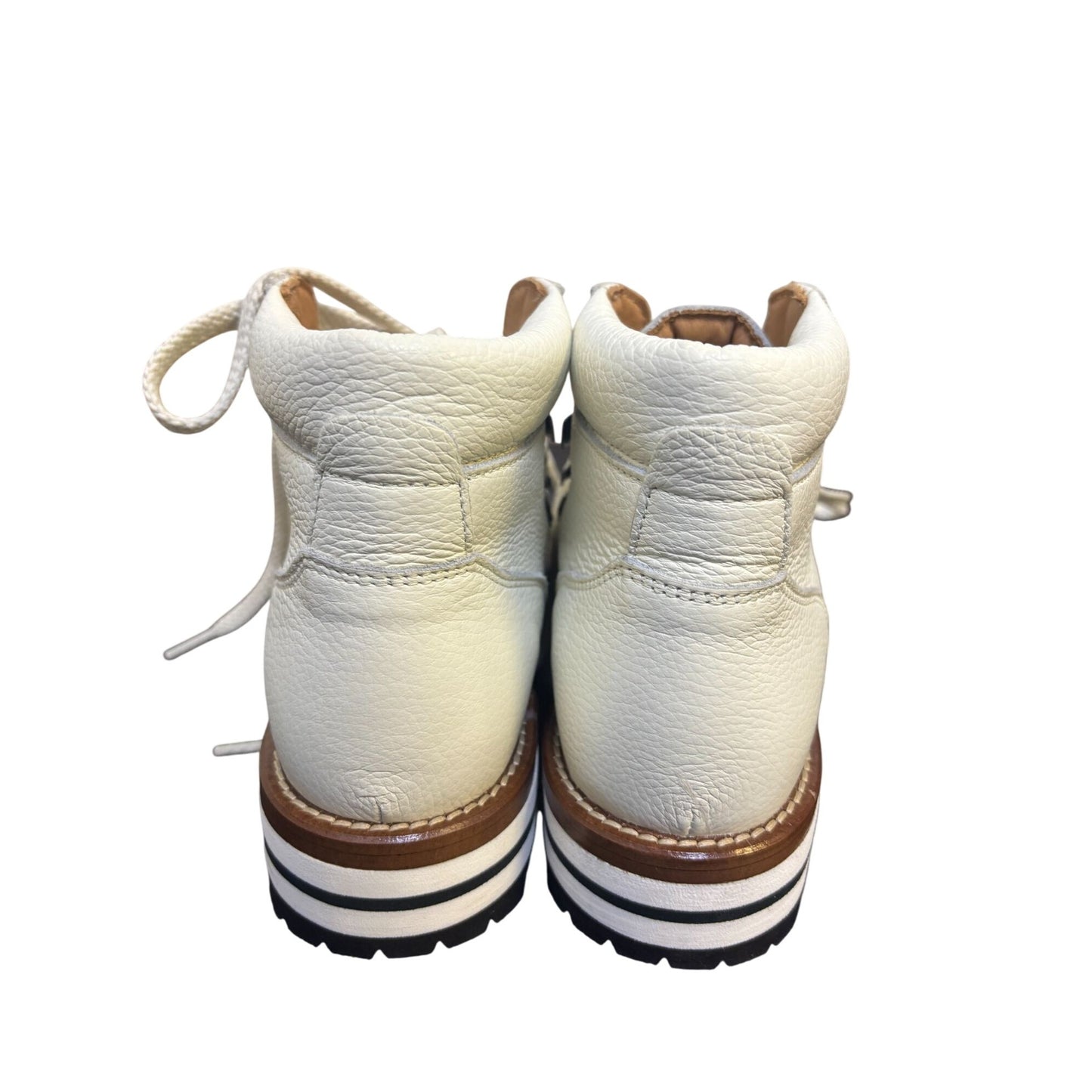 Mon Piz Ankle Boots White Leather Upper Lace-Up Size 7