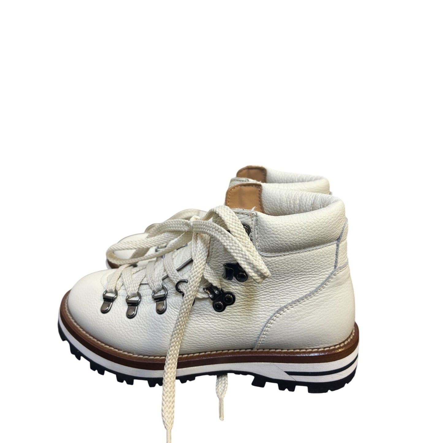 Mon Piz Ankle Boots White Leather Upper Lace-Up Size 7