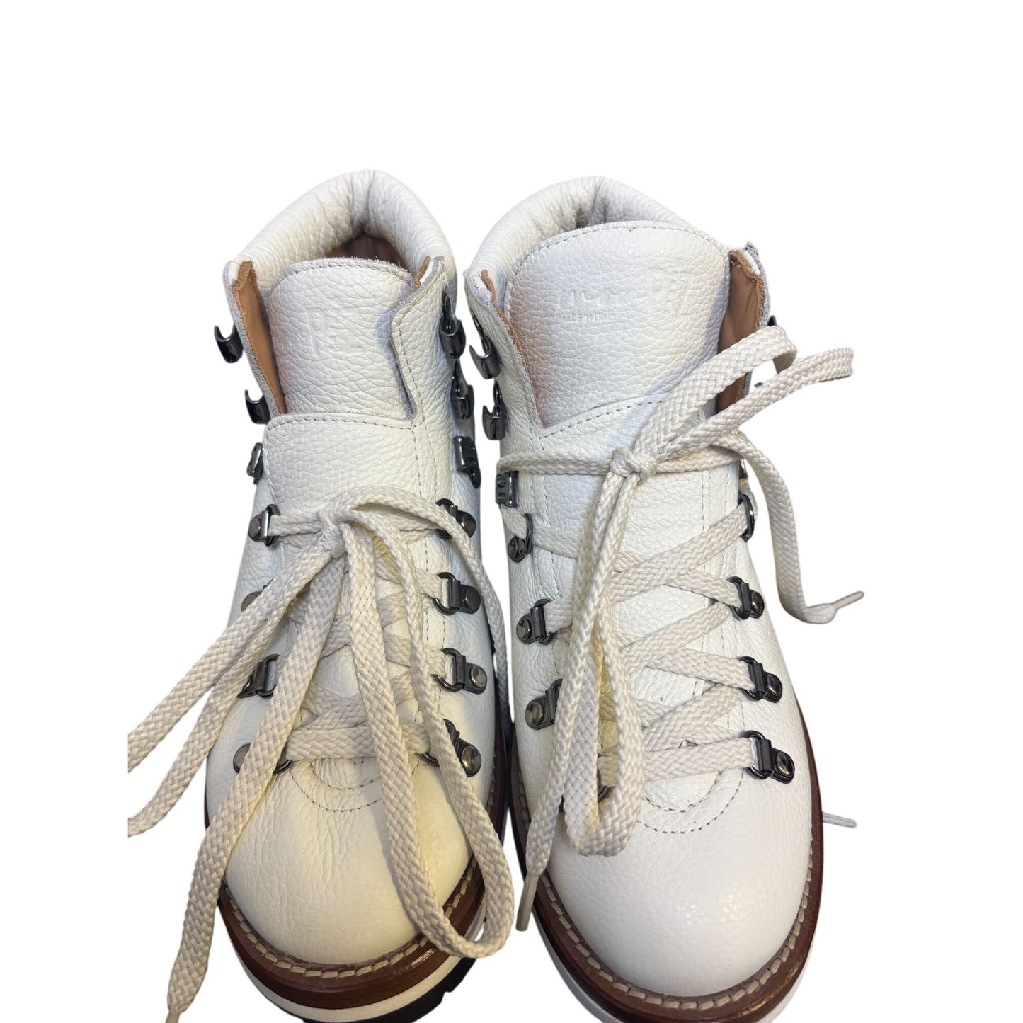Mon Piz Ankle Boots White Leather Upper Lace-Up Size 7