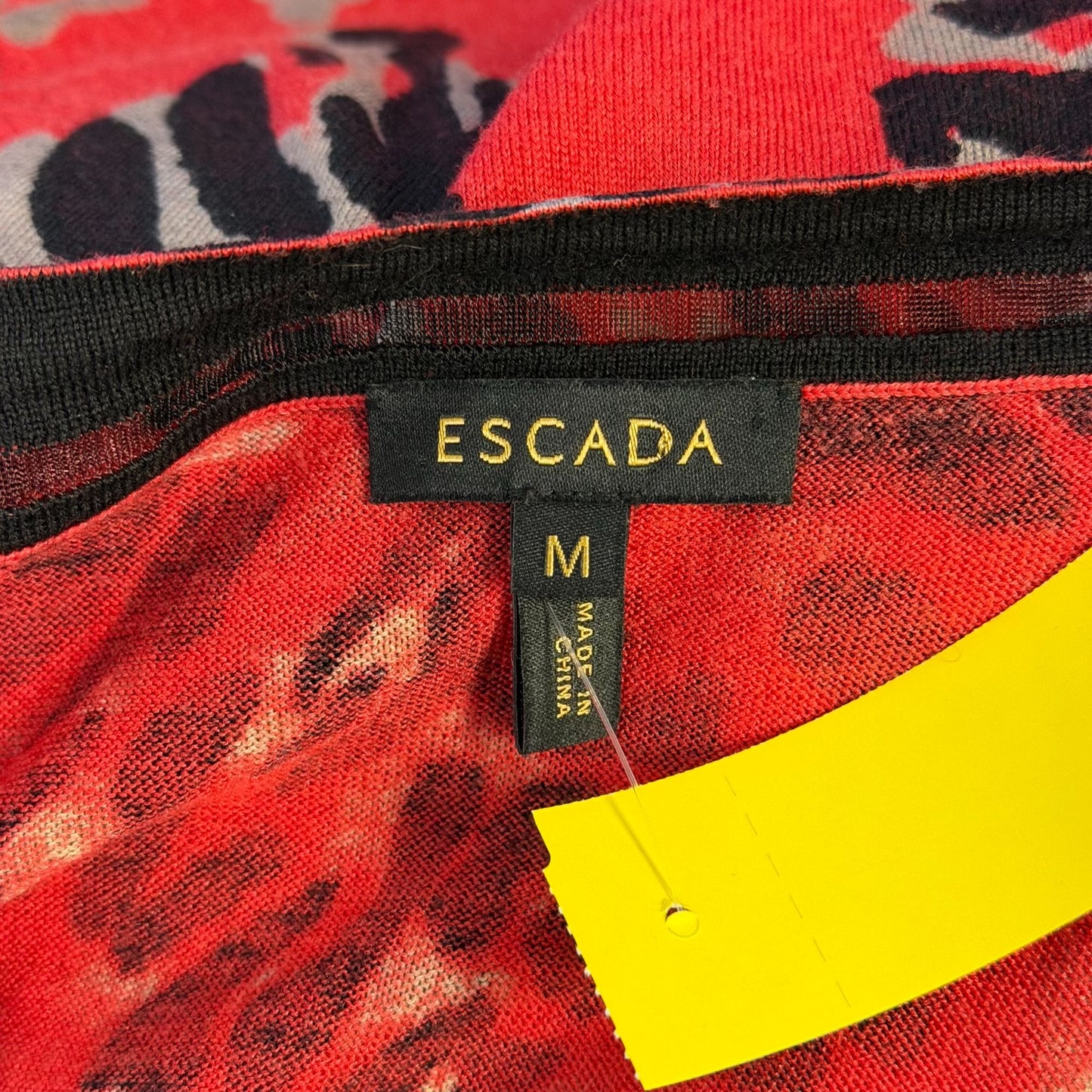 Escada Red & Black Leopard Print Wool Blend Blouse M
