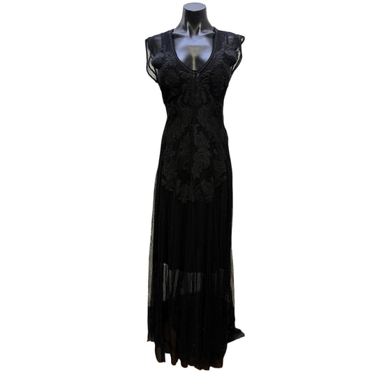 Biya Johnny Was Black Sleeveless Lace Maxi Dress Size M