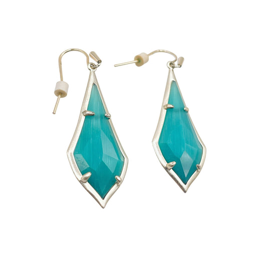 Kendra Scott Gold-Tone Drop Earrings With Green Faceted Glass Stone