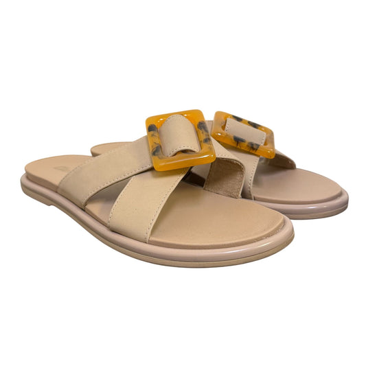 Olukai Beige Sandals With Yellow Buckle Accents Size 7