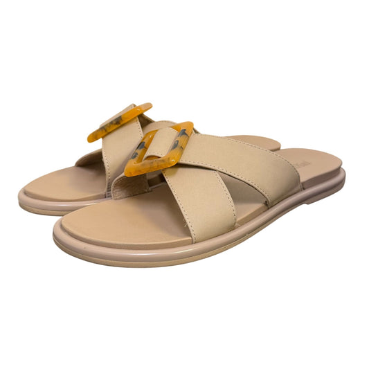 Olukai Beige Sandals With Yellow Buckle Accents Size 7