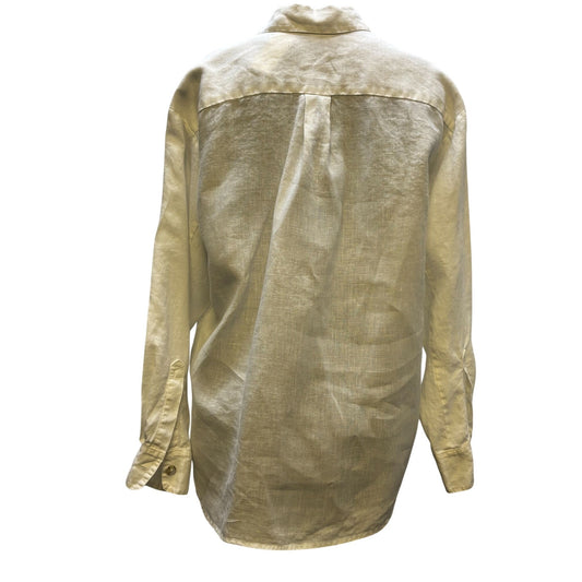 Bryn Walker Womens White Button-Up Linen Shirt S