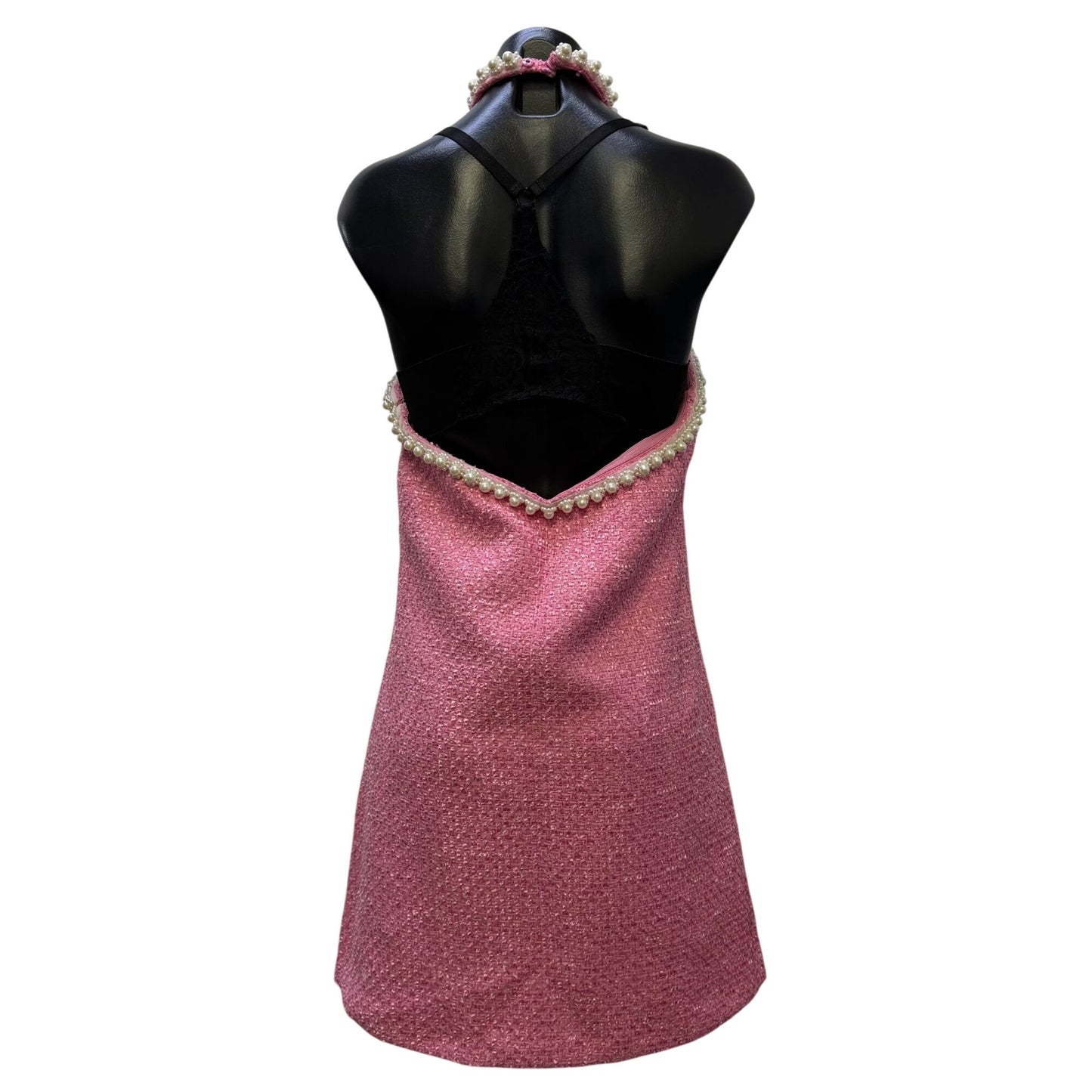 Hyacinth House Pink Halter Dress With Pearl Trim M