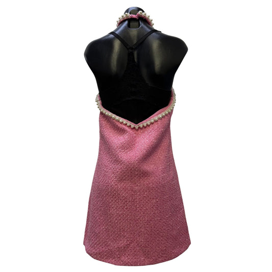 Hyacinth House Pink Halter Dress With Pearl Trim M