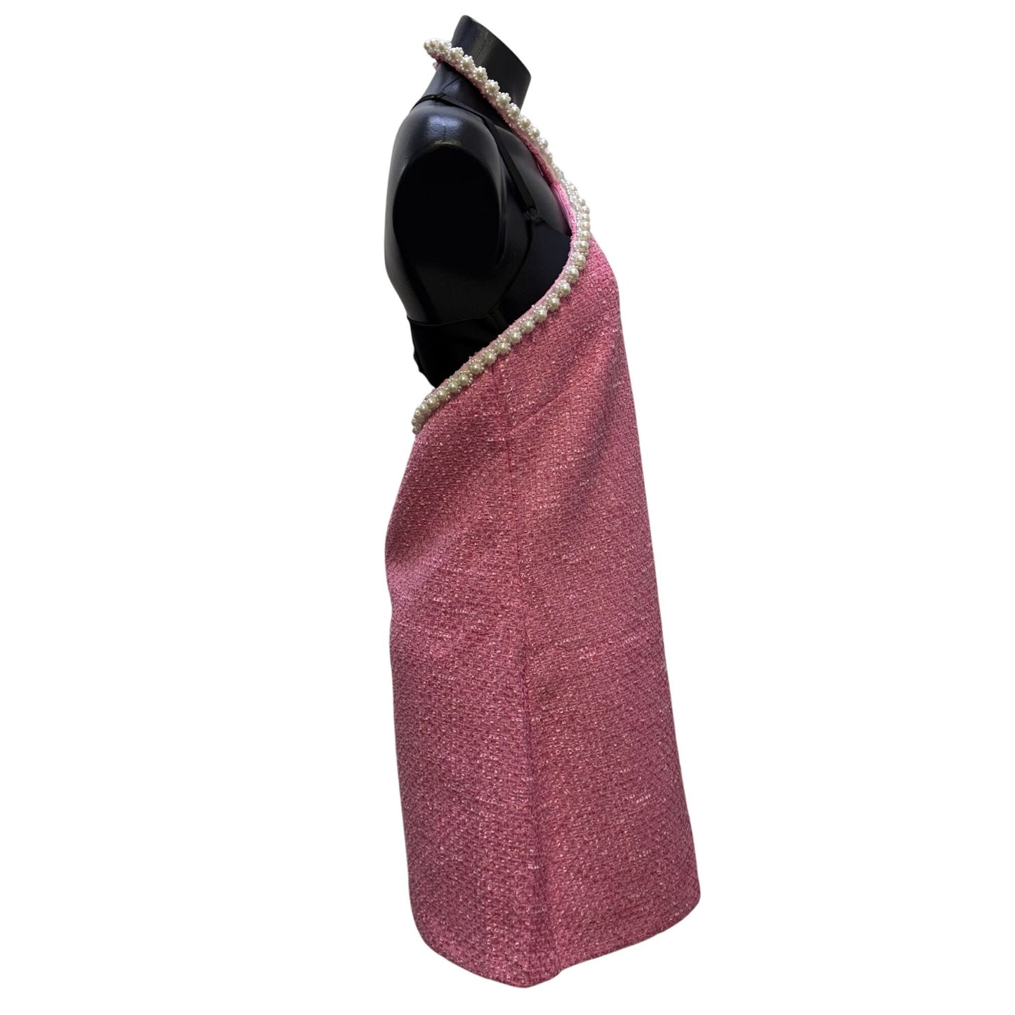 Hyacinth House Pink Halter Dress With Pearl Trim M