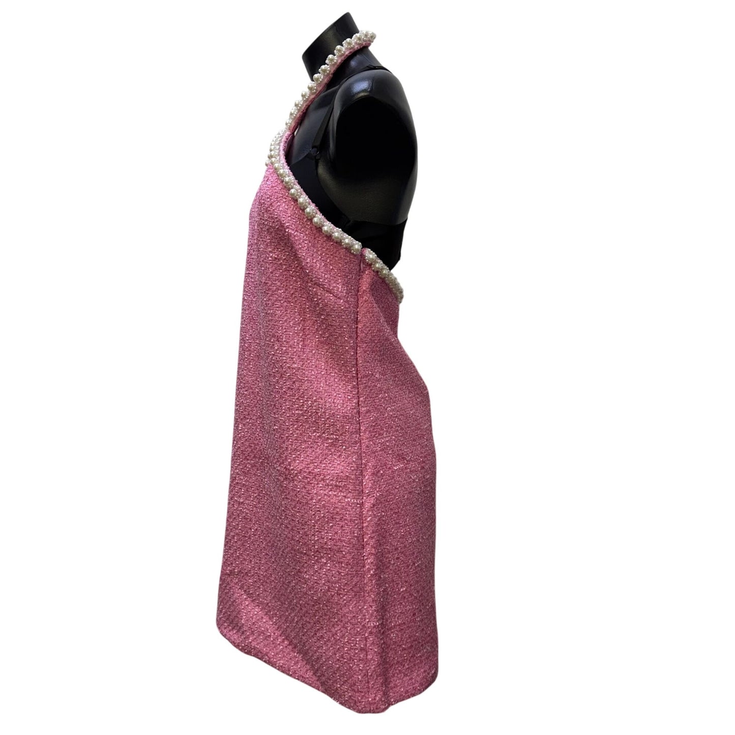 Hyacinth House Pink Halter Dress With Pearl Trim M