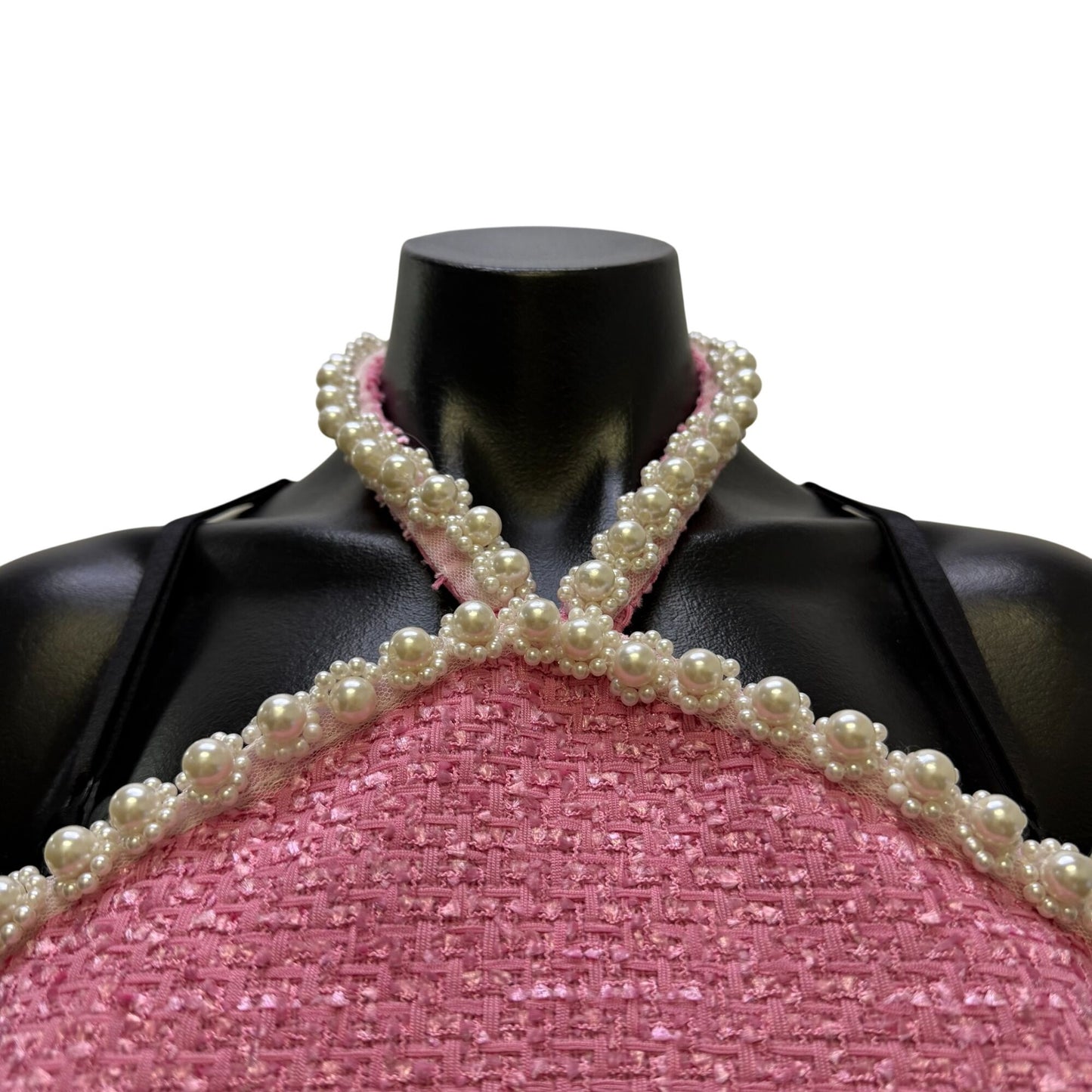Hyacinth House Pink Halter Dress With Pearl Trim M