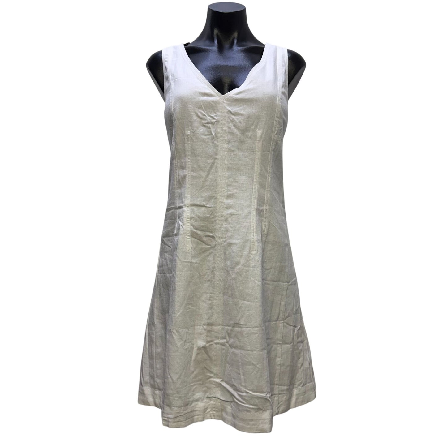 NWT Banana Republic Linen-Blend White V-Neck Dress 10 Tall