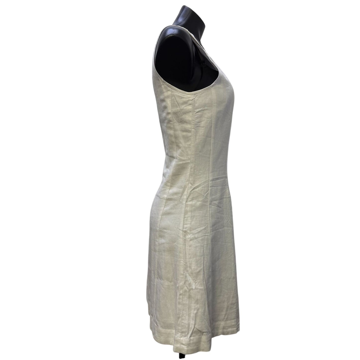 NWT Banana Republic Linen-Blend White V-Neck Dress 10 Tall