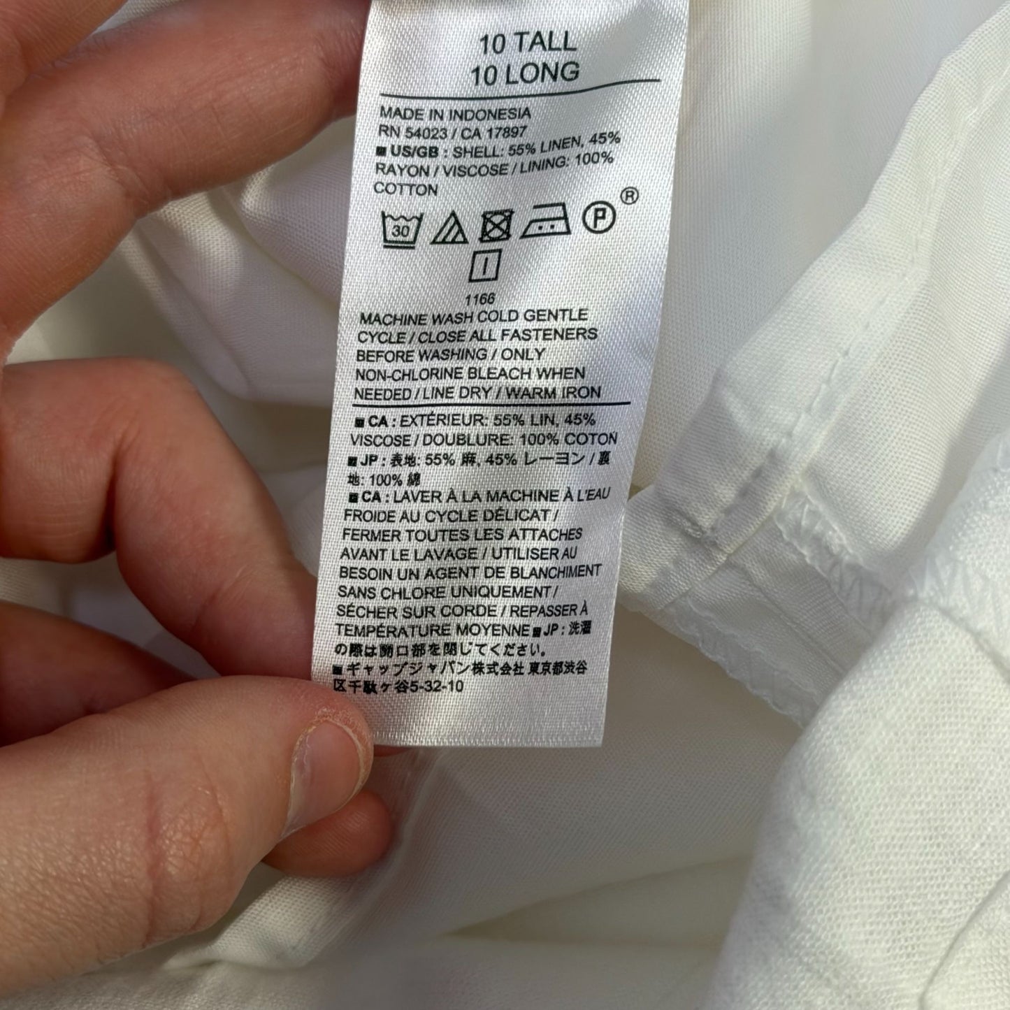 NWT Banana Republic Linen-Blend White V-Neck Dress 10 Tall
