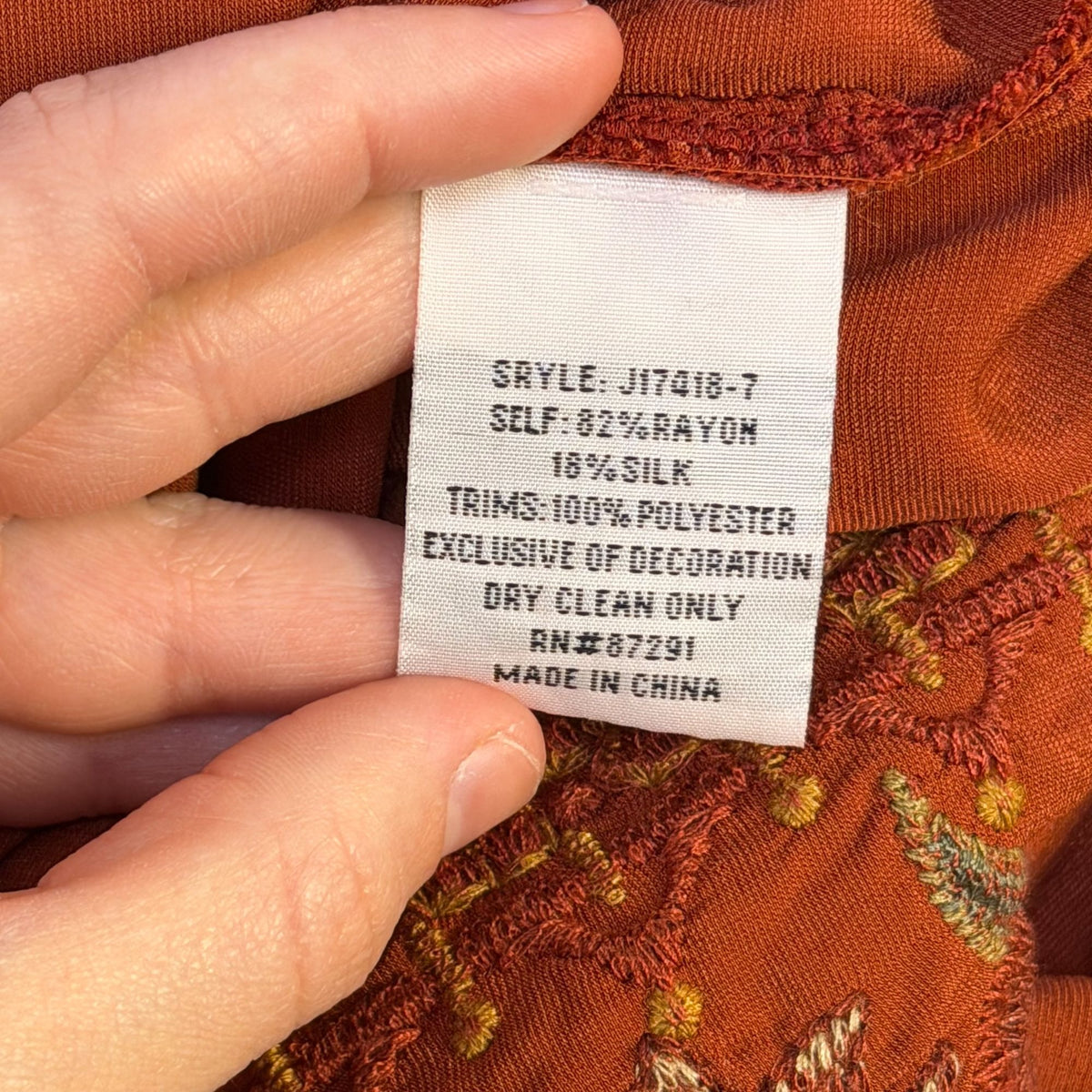 Johnny Was Velvet Embroidered Tunic Top Orange Floral L