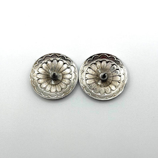 Vintage Sterling Silver Sunburst Disc Stud Earrings