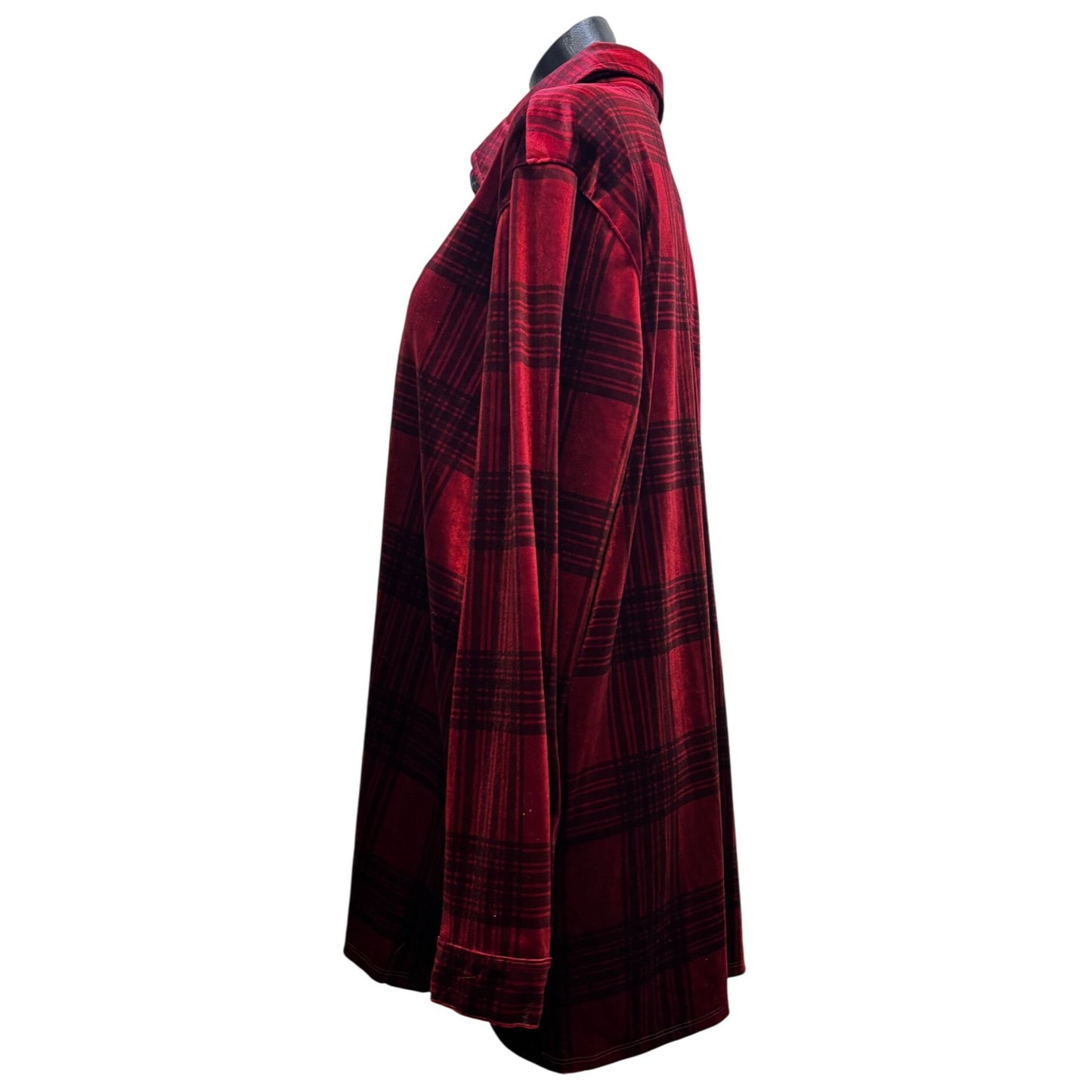 John Mark Red Plaid Velour Tunic Shirt XL