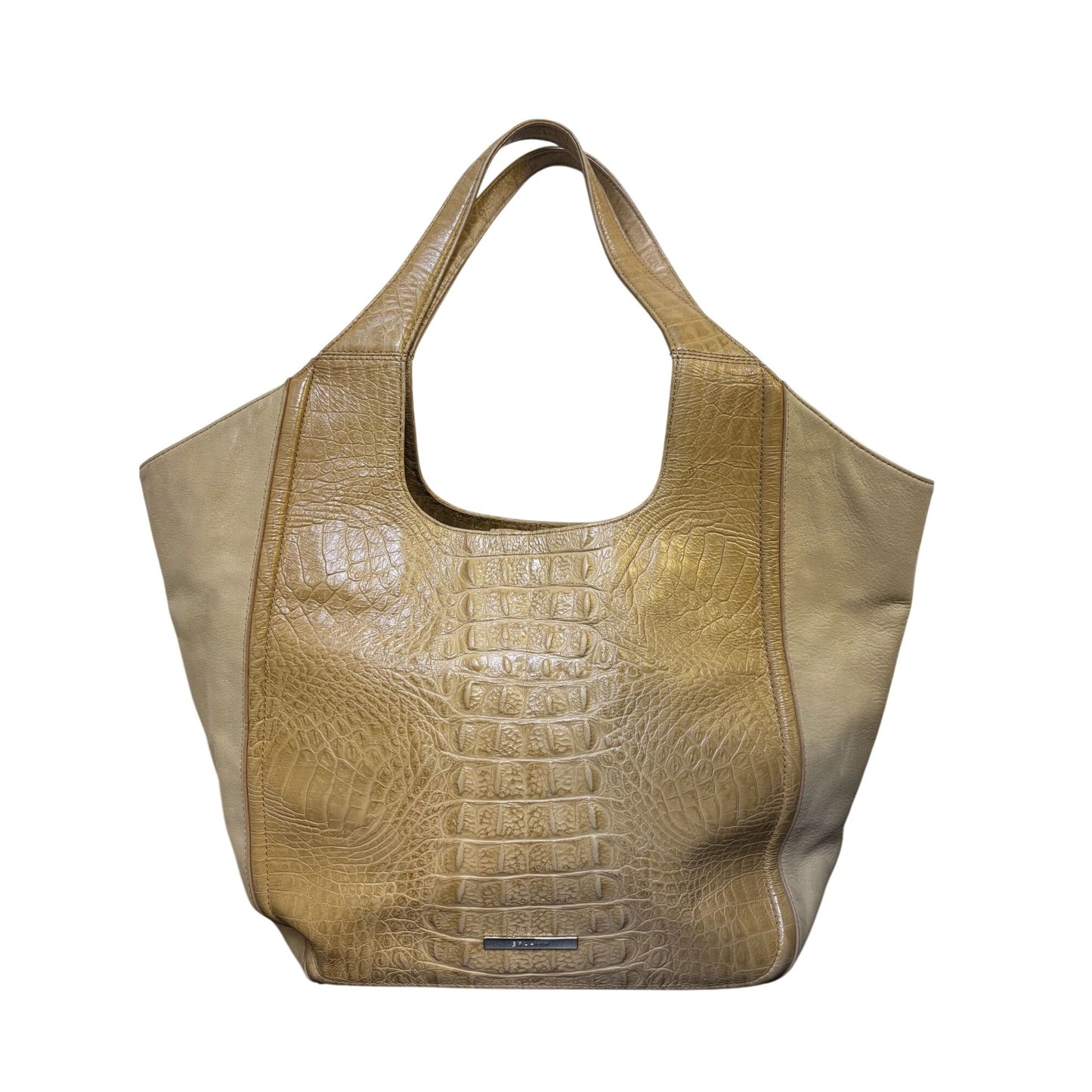 Brahmin Large Tan Tote Bag With Croc Embossed Leather